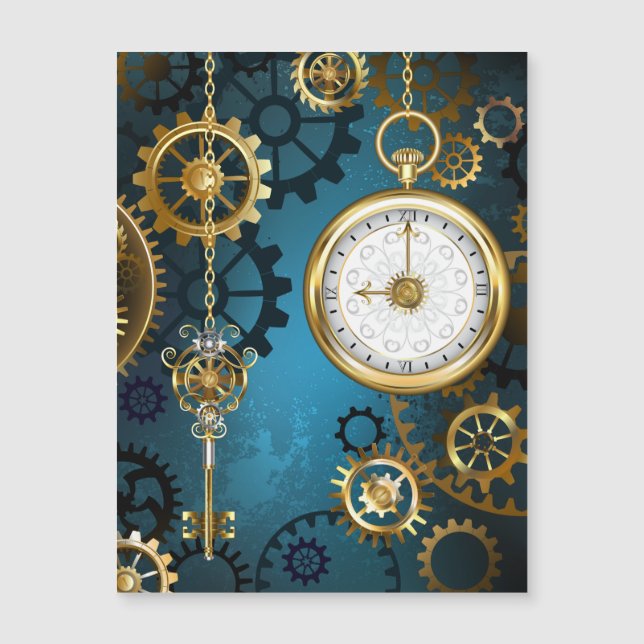 Steampunk turquoise Background with Gears (Front)
