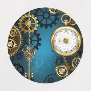 Steampunk turquoise Background with Gears
