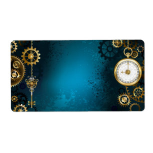 Steampunk turquoise Background with Gears
