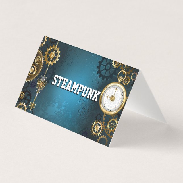 Steampunk turquoise Background with Gears (Back)