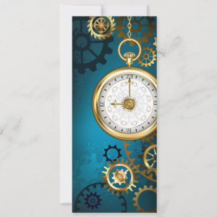 Steampunk turquoise Background with Gears Advice Card