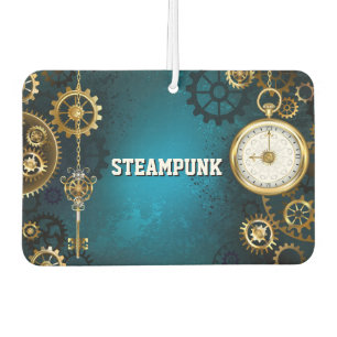 Steampunk turquoise Background with Gears Air Freshener