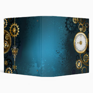 Steampunk turquoise Background with Gears Binder