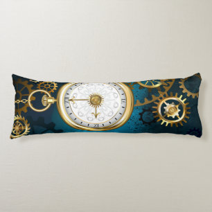 Steampunk turquoise Background with Gears Body Pillow