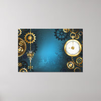 Steampunk turquoise Background with Gears