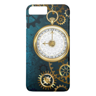 Steampunk turquoise Background with Gears Case-Mate iPhone Case