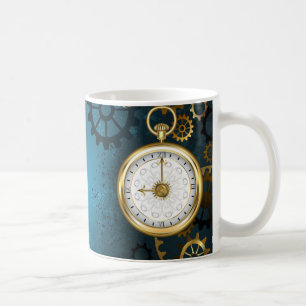 Steampunk turquoise Background with Gears Coffee Mug