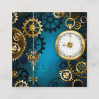 Steampunk turquoise Background with Gears