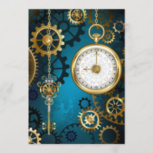 Steampunk turquoise Background with Gears Menu