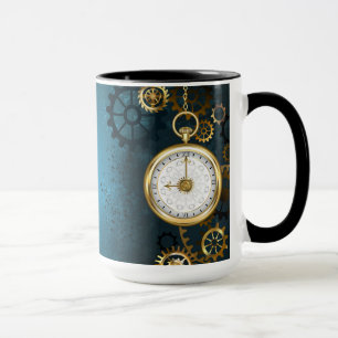 Steampunk turquoise Background with Gears Mug