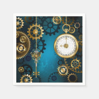 Steampunk turquoise Background with Gears