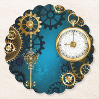 Steampunk turquoise Background with Gears