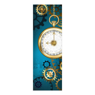 Steampunk turquoise Background with Gears Photo Print