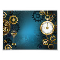 Steampunk turquoise Background with Gears
