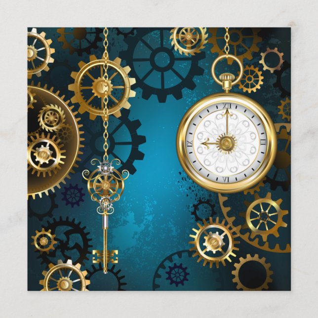 Steampunk turquoise Background with Gears Program (Front)