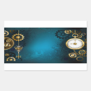Steampunk turquoise Background with Gears Sticker