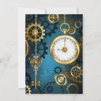 Steampunk turquoise Background with Gears