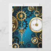 Steampunk turquoise Background with Gears