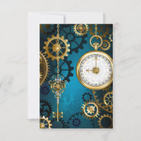 Steampunk turquoise Background with Gears