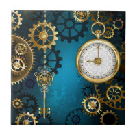 Steampunk turquoise Background with Gears