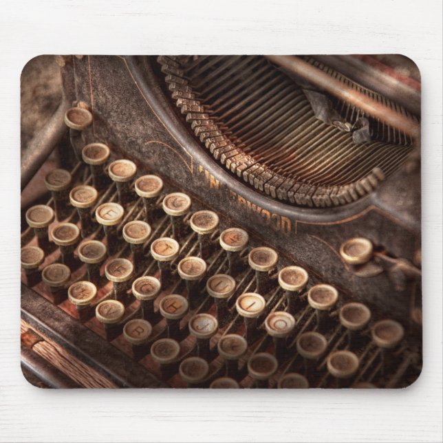 Steampunk - Typewriter - Too tuckered to type Mouse Pad (Front)