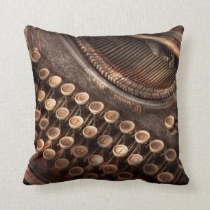 Steampunk - Typewriter - Too tuckered to type Throw Pillow