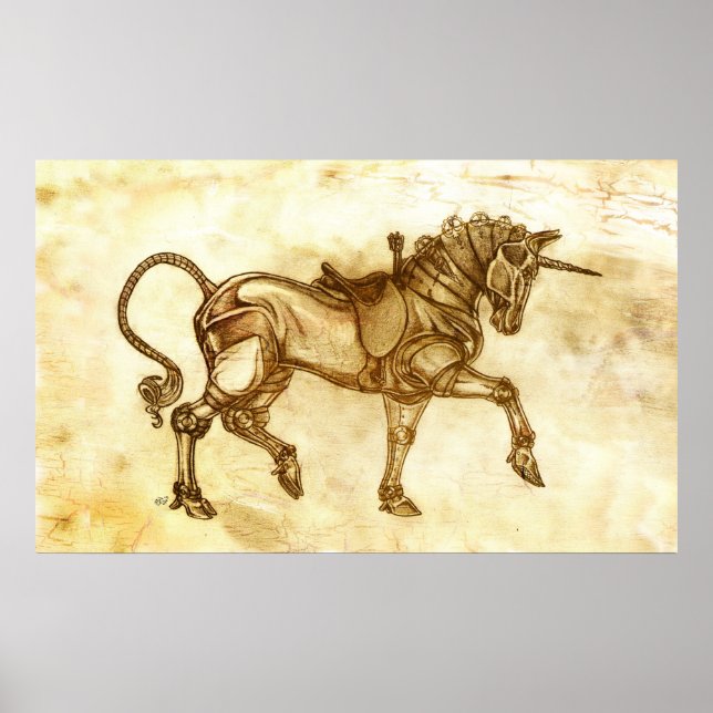 Steampunk Unicorn affiche croquis (Devant)