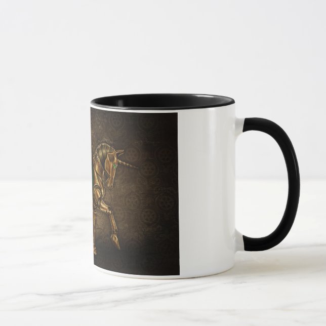 Steampunk Unicorn Damask Mug (Right)