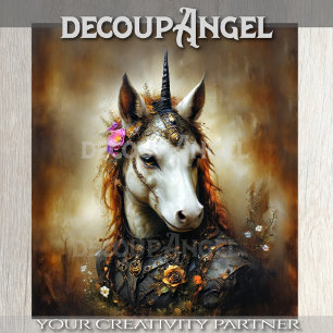 Steampunk Unicorn & Floral Fantasy Decoupage Tissue Paper