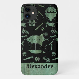 Steampunk Verdigris Airships Theme Custom Name iPhone 11 Case