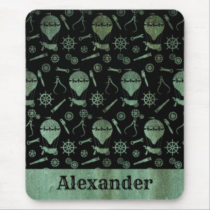 Steampunk Verdigris Bronze Balloons Custom Name Mouse Pad