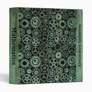 Steampunk Verdigris Bronze Gears Custom Name Binder