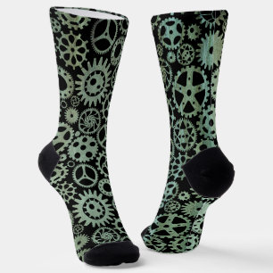 Steampunk Verdigris Bronze Gears Socks