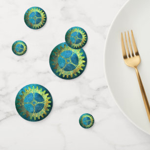 Steampunk Verdigris Rusty Cogwheel Confetti