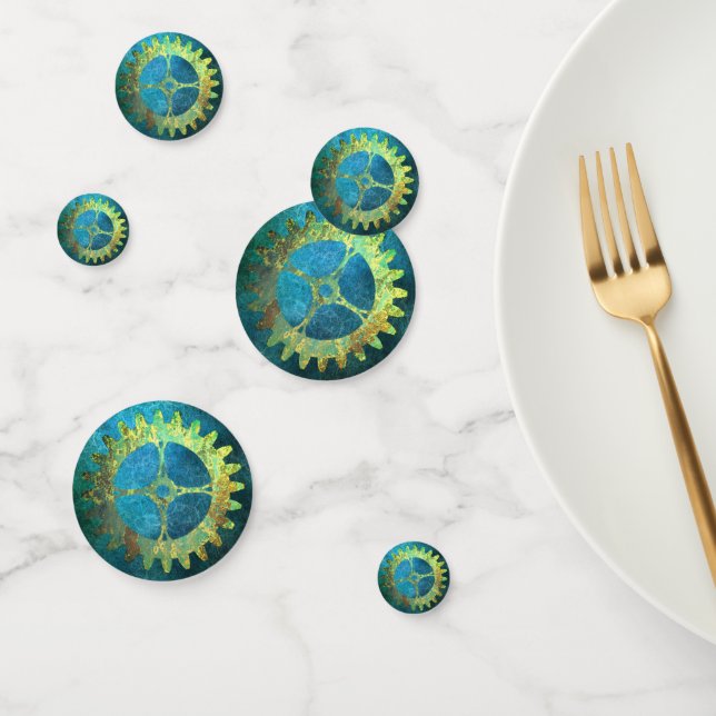 Steampunk Verdigris Rusty Cogwheel Confetti (Group)