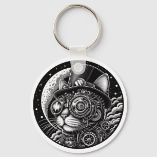 Steampunk Victorian Cat Keychain
