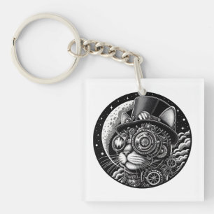 Steampunk Victorian Cat Keychain