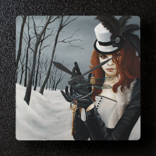 Steampunk Victorian Dragonfly Square Wall Clock