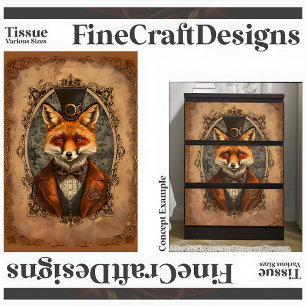 Steampunk Victorian Elegant Fox A4R Decoupage Tissue Paper