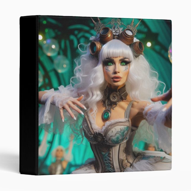 Steampunk Victorian Futuristic Green Dancer Binder (Front/Spine)