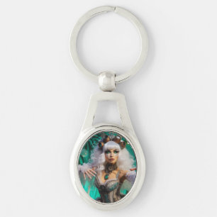Steampunk Victorian Futuristic Green Dancer Keychain