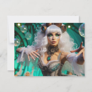 Steampunk Victorian Futuristic Green Dancer Postcard