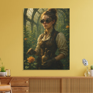 Steampunk Victorian Gardener Art Canvas Print