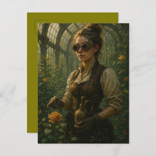 Steampunk Victorian Gardener Art Postcard (Front/Back)