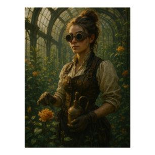 Steampunk Victorian Gardener Art Poster