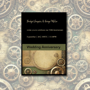 Steampunk Victorian Gearwork Wedding anniversary  Invitation