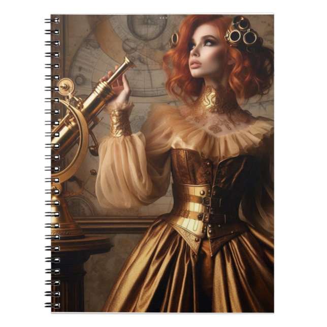 Steampunk Victorian Gold Astronomer  Notebook (Front)