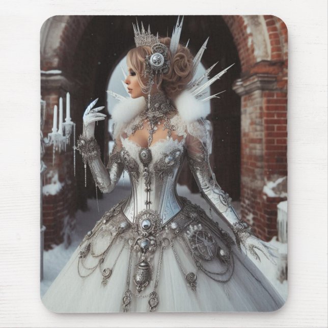 Steampunk Victorian Industrial Winter Ice Queen Mouse Pad (Front)