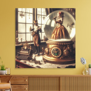 Steampunk Victorian Music Snow Globe Performers Canvas Print