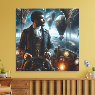 Steampunk Victorian Space Air Captain Canvas Print